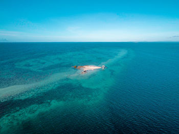 Scenic view of sea against blue sky