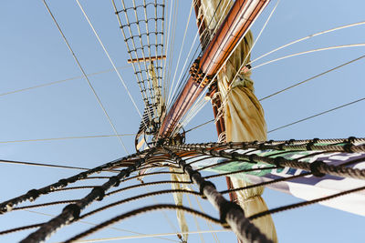 Low angle view of cables against clear sky