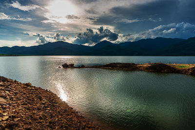 Scenic view of lake against sky