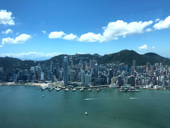 Panoramic view of city buildings against sky