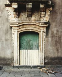 Closed door of old building