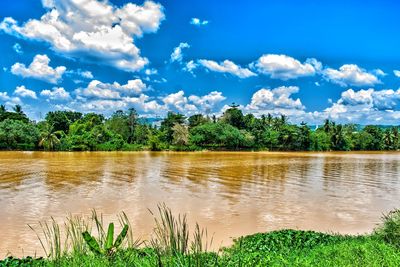 Scenic view of lake against sky