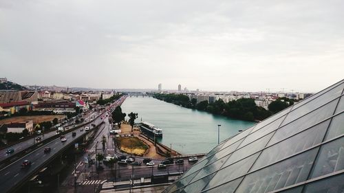 High angle view of suspension bridge