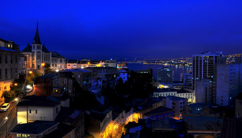 Illuminated cityscape at night