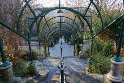 High angle view of staircase in  belleville park paris