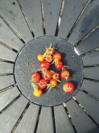 Directly above shot of tomatoes on table