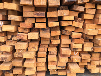 Timber stacked at factory