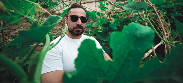 Young man wearing sunglasses outdoors