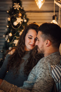 Young couple kissing outdoors