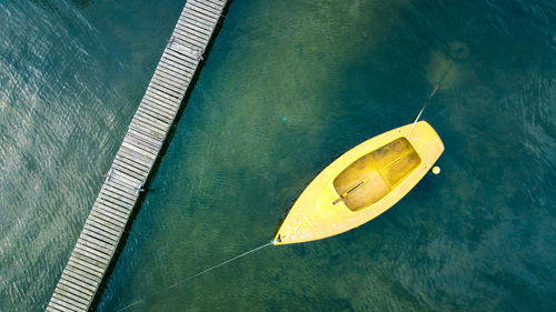 Aerial view of the boat on the water