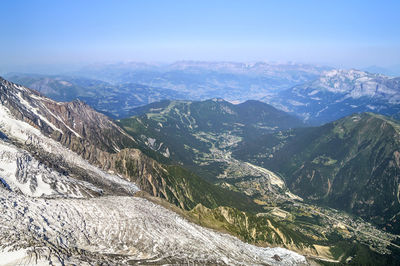 Scenic view of mountains against clear sky