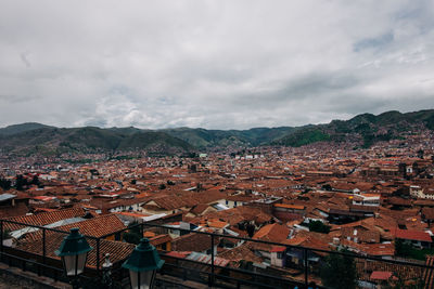 High angle view of townscape against sky