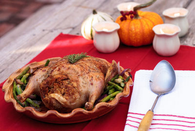 Food served on table