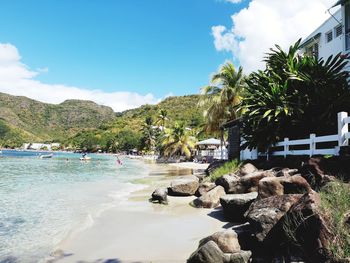 Scenic view of beach against sky