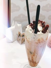 Close-up of drink with ice cream