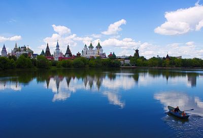 Panoramic view of boats in lake