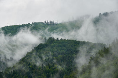 Scenic view of waterfall against sky