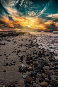 Scenic view of sea during sunset