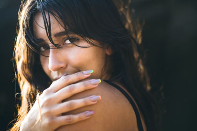 Close-up portrait of a young woman