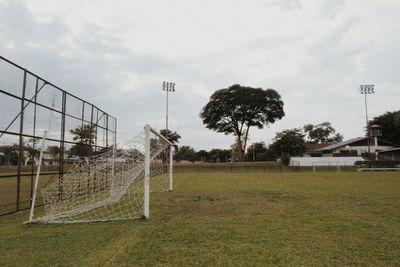 View of soccer field against sky