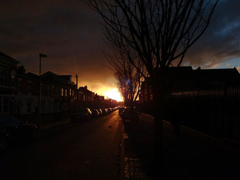 Empty road at sunset