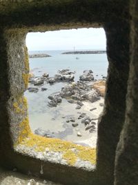 High angle view of rocks on beach