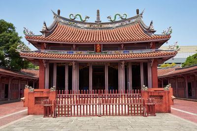 Exterior of temple against building