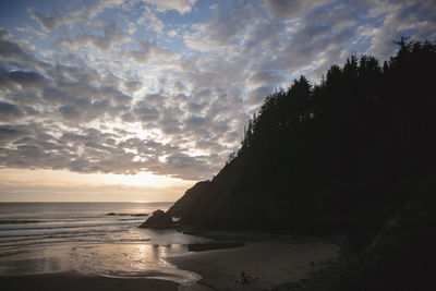 Scenic view of sea against sky at sunset