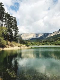 Scenic view of lake against sky