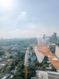 High angle view of cityscape against sky