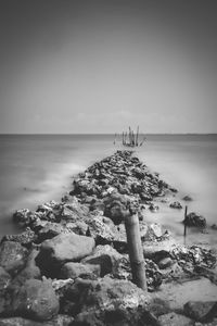 Scenic view of sea against clear sky