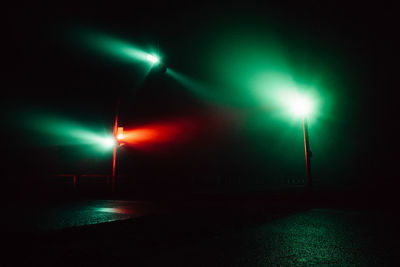 Illuminated street light at night