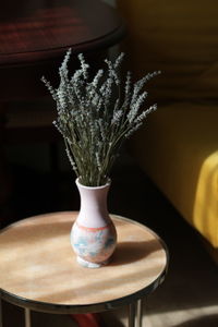 Close-up of empty vase on table at home