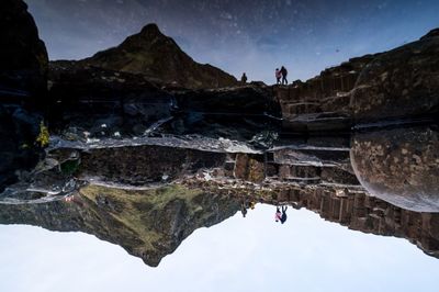 Beautiful view of mountain range reflecting in lake water