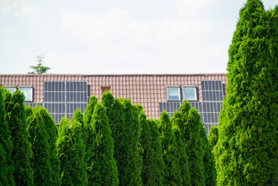 House roof with photovoltaic modules.