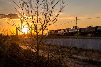 View of train against sky during sunset