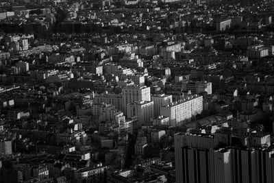 High angle view of modern buildings in city