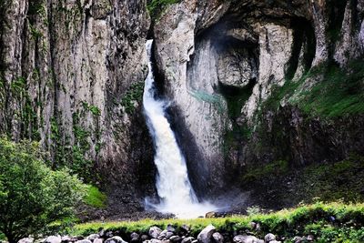 Water flowing through rocks