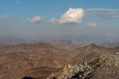 United arab emirates mountains view form wadi al qor to buraq dam highest place around 800 meters