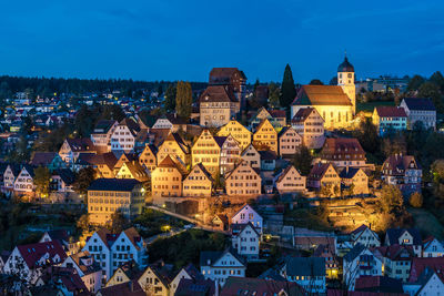 Germany, baden-wurttemberg, altensteig, old town houses at night