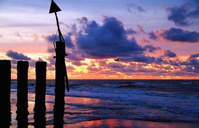 Scenic view of sea at sunset