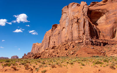 Rock formations on mountain against sky