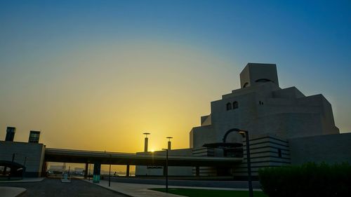 View of buildings at sunset