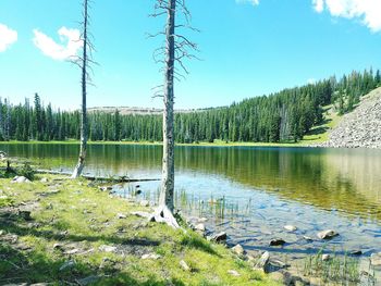 Scenic view of lake against sky