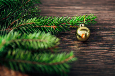 Close-up of christmas decorations on table