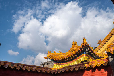 Low angle view of temple against sky