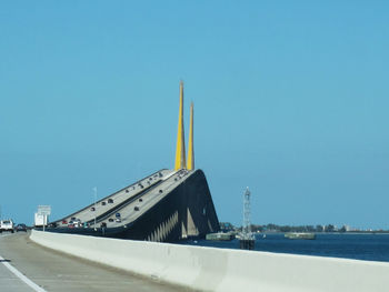 View of road against blue sky