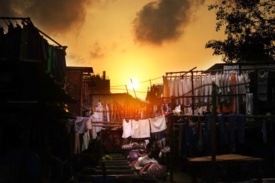 Sunrise in dhobi ghat, the world's biggest outdoor laundry in mumbai, india