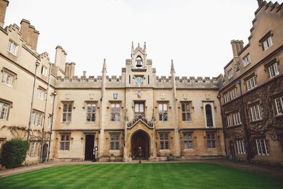 Low angle view of corpus christi chapel against clear sky