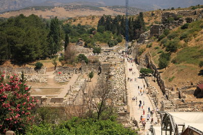 High angle view of old buildings in ephesus turkey